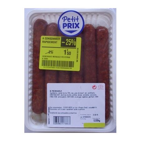 1Er Prix X 6 Merguez Petit 330G