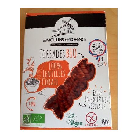 250G Ptes Torsades Lentilles Corail Bio Sans Gluten Les Moulins De