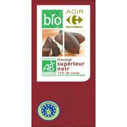 Carrefour Bio 100G Tablette Chocolat Noir 74% Cacao Crf