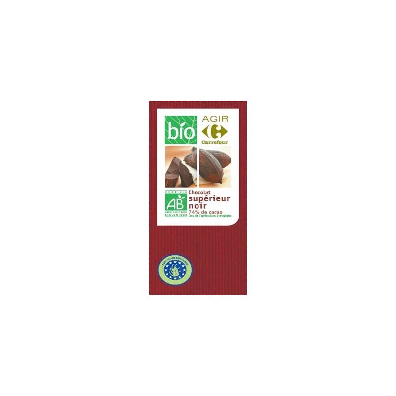 Carrefour Bio 100G Tablette Chocolat Noir 74% Cacao Crf