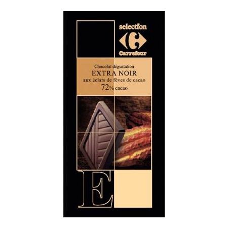 Carrefour Selection 100G Chocolat Noir Aux Eclats De Fèves Cacao Crf Sélection