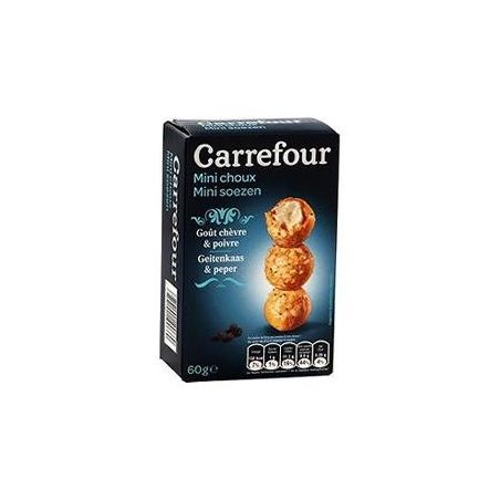 Carrefour 60G Biscuits Apéritifs Mini Choux Chèvre/Poivre Crf