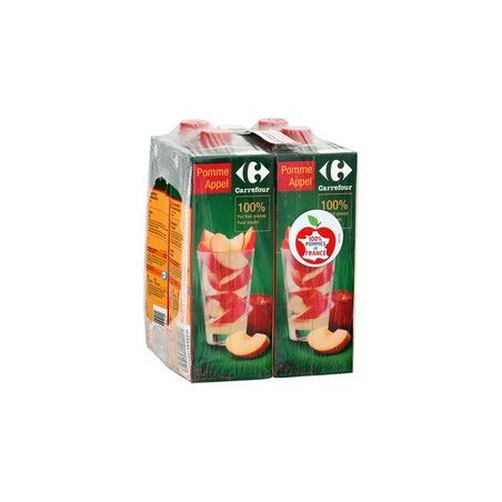 Carrefour 4X1L Brique De Pur Jus Pomme Crf