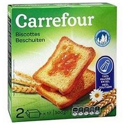 Carrefour 300G 34T Biscot.S/S S/Sucr.Crf