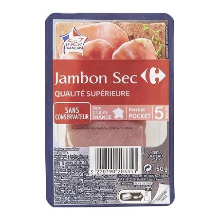 Crf Cdm 50G Jambon Sec Supérieur Format Pocket X5 Tranches