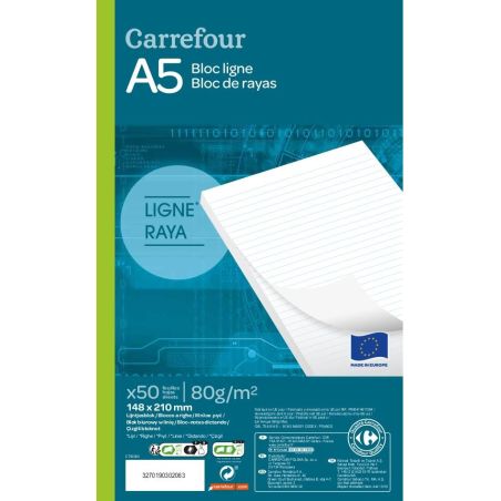 Carrefour Bloc De Papier Vierge 50 Pages A5 148X210 - Crf