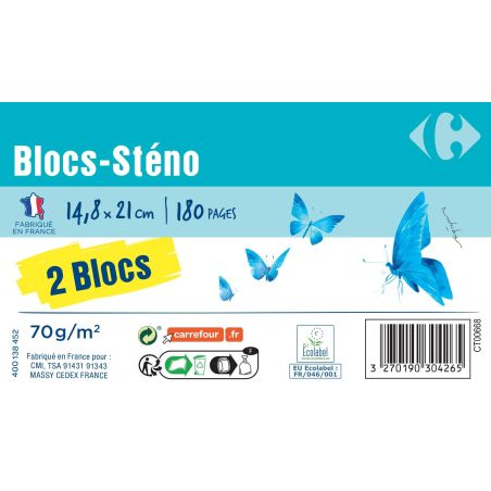 Carrefour Bloc-Notes Spirale 180 Pages 14,8X21Cm X2 Crf