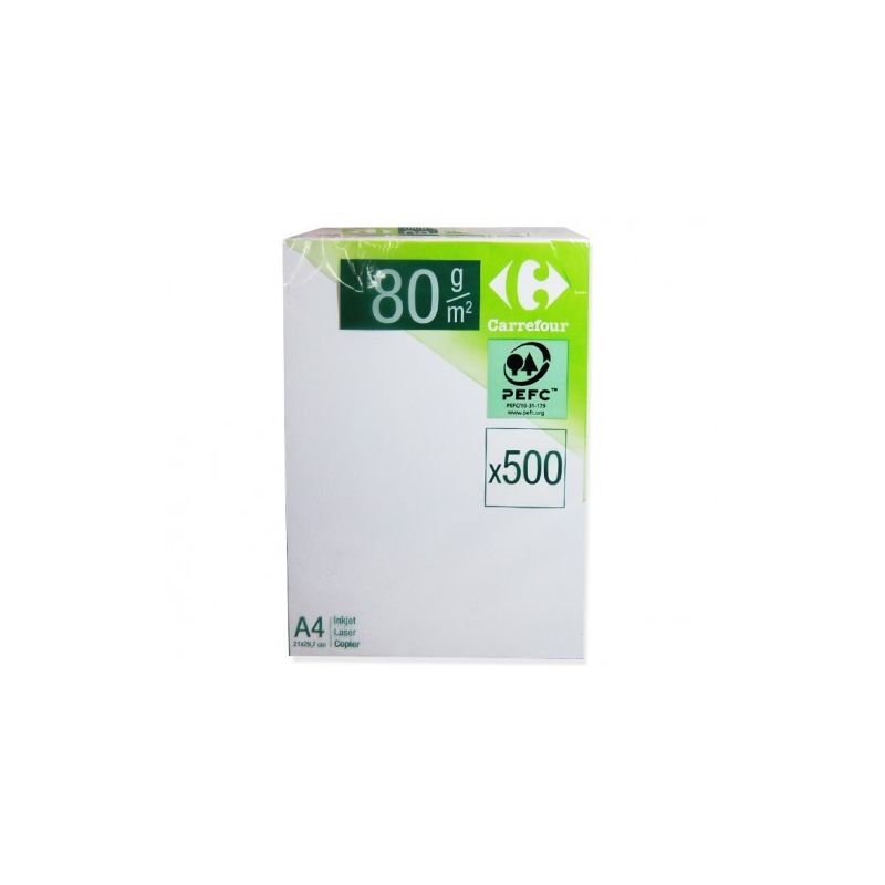Carrefour Papier D'Impression Ramette 500 Feuilles 80Grs 21X29,7Cm