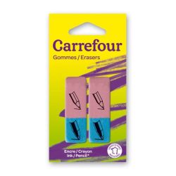 Carrefour Gomme Duo Encre/Graphite X2
