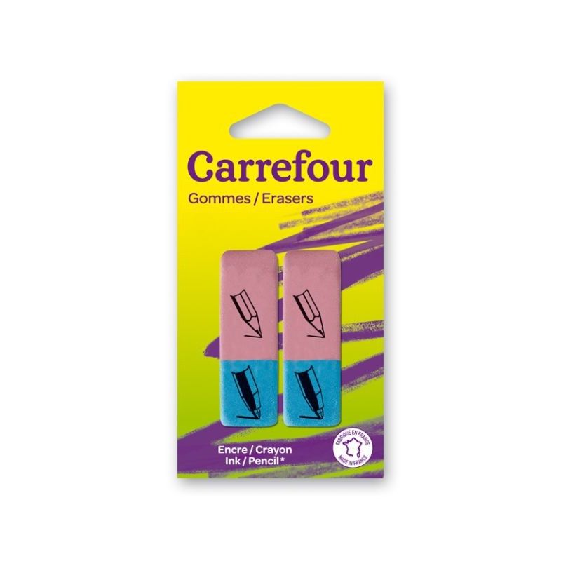 Carrefour Gomme Duo Encre/Graphite X2