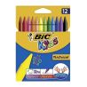 Bic Pochette De 12 Craies Kids Plastique Coloriage Diamètre 8 Mm X Longueur Cm