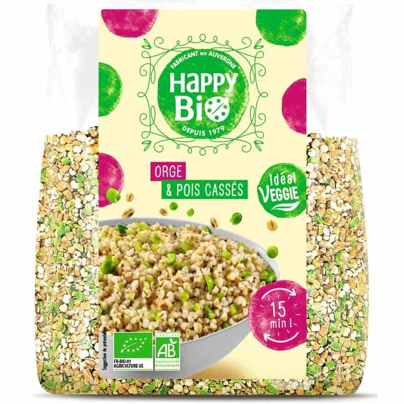 Happy Bio Orge Et Pois Cassés 500G