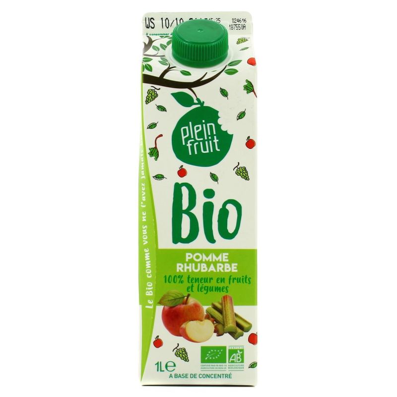 Plein Fruit Jus Pomm Rhubarb Bio 1L