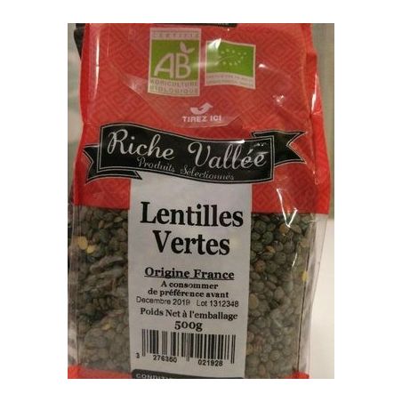 Ets Duru 500G Lentille Vert Bio R.Valle