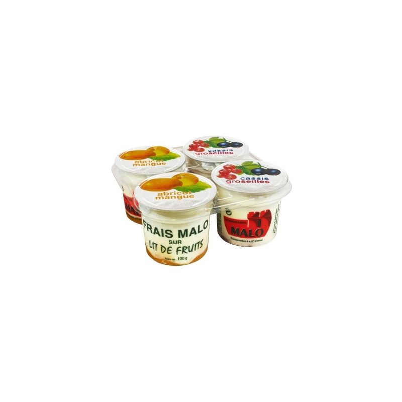 Malo Fromage Frais Sur Lit Fruits 40%Mg 4X100G