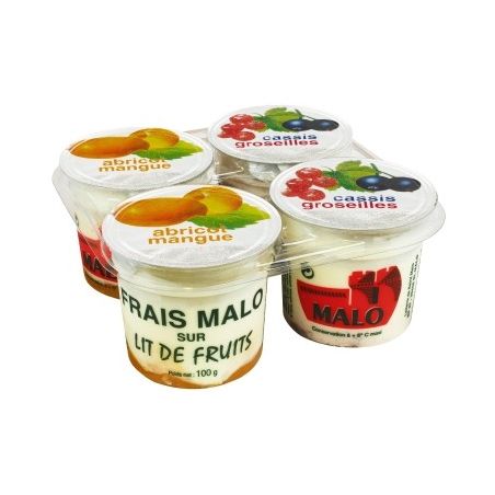 Malo Fromage Frais Sur Lit Fruits 40%Mg 4X100G