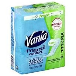 Vania Maxi Fresh Serviettes Periodiques Super Sachet X14