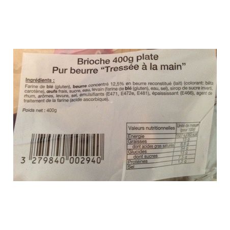 Brioches Fonteneau Brioche Tressee Plate 400G