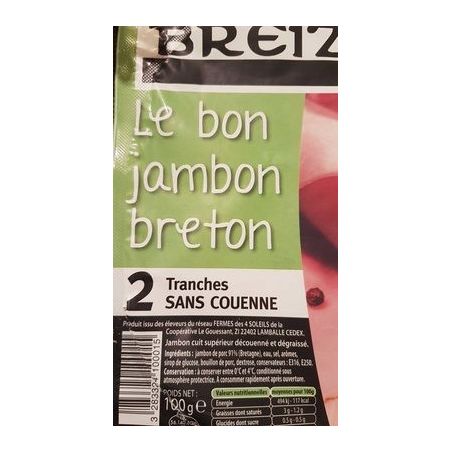 Terres De Breizh Jambon Sup.Ss.Couenne 2Tr.100G