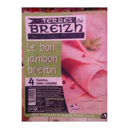 Terres De Breizh Jambon Sup.Ss Couenne 4Tr 200G