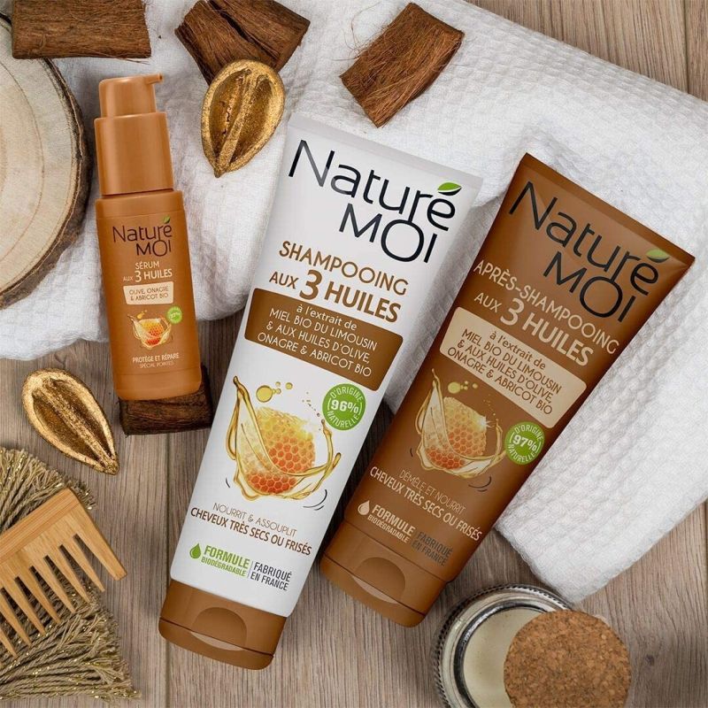 Naturé & Moi Shampooing Nourrissant, Extrait De Miel Bio, Huiles D'Olive, Orange, Abricot Bio, Cheveux Frisés Ou Secs 250Ml