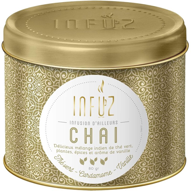 Infuz Chai Thé En Vrac Voyage Terres Indiennes Vert, Cardamome & Vanille 80G