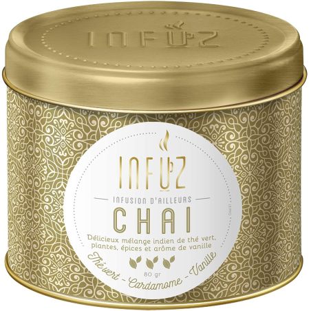 Infuz Chai Thé En Vrac Voyage Terres Indiennes Vert, Cardamome & Vanille 80G