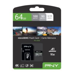 Pny Carte Micro Sd Pro Elite Mémoire Flash Noir Gris 64Go