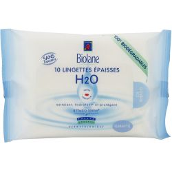 Biolane Lingettes Épaisses H2O À L'Hydra-Bléïne : Le Paquet De 10