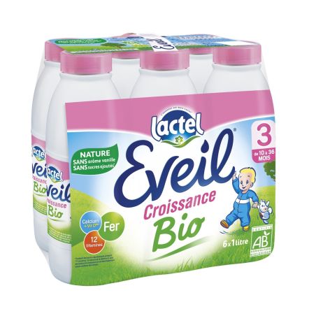 Lactel Lait Bébé Liquide Bio De 10 Mois À 3 Ans Eveil : Les 6 Bouteilles 1 L