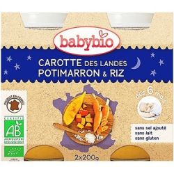 Babybio Carotte Potimarron Riz 6 Mois 2X200G