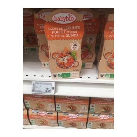 Babybio 2X200G Leg Poulet Quinoa 12M
