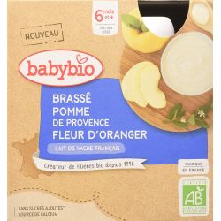 Babybio Gourde Brassé Pomme Fleur D'Oranger 340 G Pack De 6