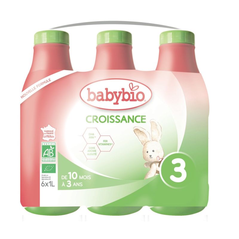 Babybio Lait Bébé 3Ème Âge Croissance Bio Vitagermin : Le Lot De 6 Bouteilles 1L