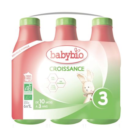 Babybio Lait Bébé 3Ème Âge Croissance Bio Vitagermin : Le Lot De 6 Bouteilles 1L