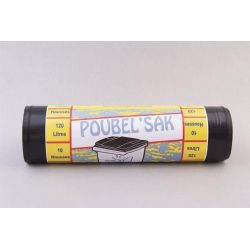 Sak-Plast Poubel'Sak Sacs Poubelle En Rouleau Prédécoupé Avec Bande Papier Imprimé 10 120L Noir