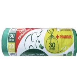 Sak-Plast Poubel'Sak Sacs Poubelle En Rouleau Prédécoupé Avec Bande Papier Imprimé 20 30L Menthe