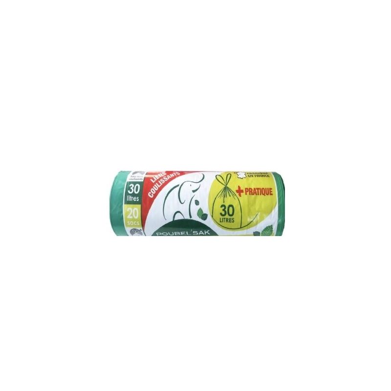 Sak-Plast Poubel'Sak Sacs Poubelle En Rouleau Prédécoupé Avec Bande Papier Imprimé 20 30L Menthe