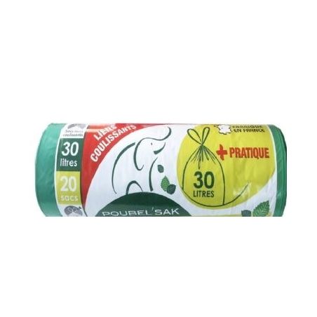 Sak-Plast Poubel'Sak Sacs Poubelle En Rouleau Prédécoupé Avec Bande Papier Imprimé 20 30L Menthe