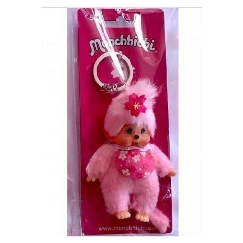Bandai Monchhichi Peluche Porte-Clé 10 Cm Pinky Sakura Rose