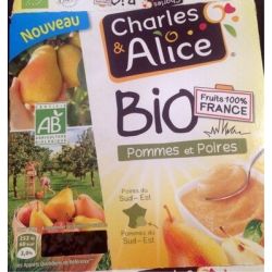 Charles & Alice 4X95G Compote Pomme Poire Bio