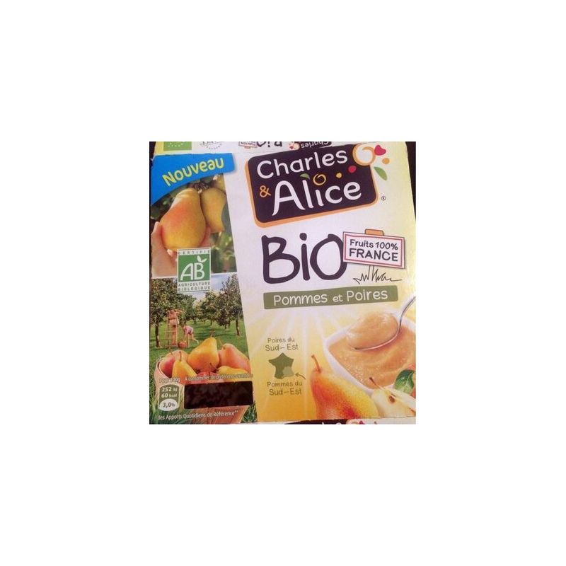 Charles & Alice 4X95G Compote Pomme Poire Bio