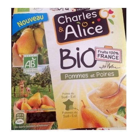 Charles & Alice 4X95G Compote Pomme Poire Bio