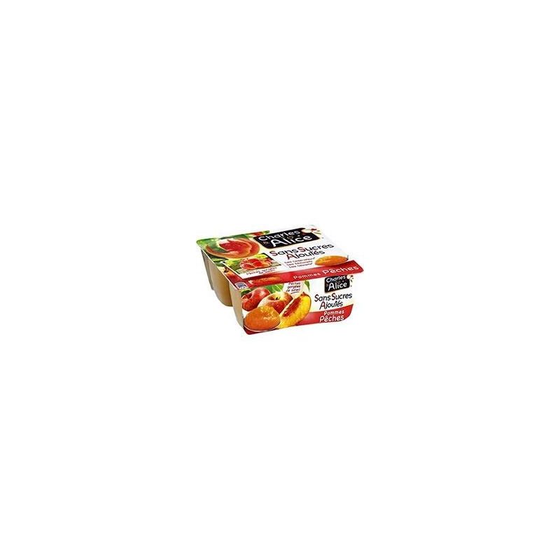 Charles & Alice 4X100G Dessert Pomme/Peche Sans Sucre Ajoute Charles&Alice