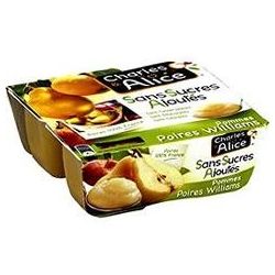 Charles & Alice 4X100G Compotes Pommes/Poires Williams Sans Sucres Ajoutés