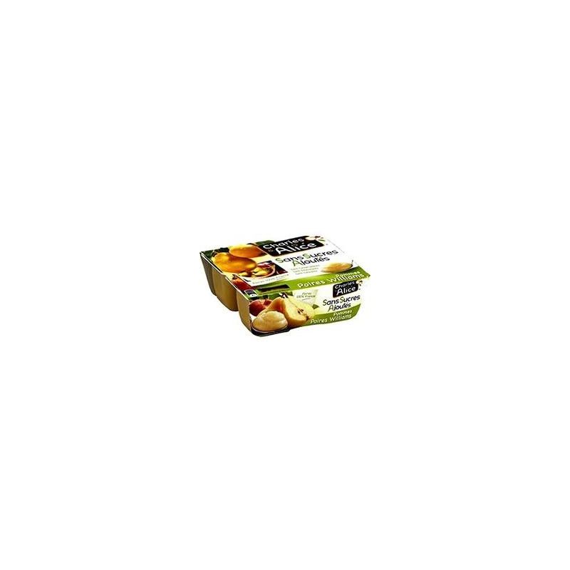 Charles & Alice 4X100G Compotes Pommes/Poires Williams Sans Sucres Ajoutés