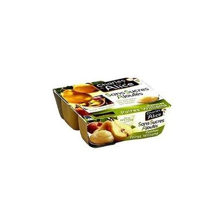 Charles & Alice 4X100G Compotes Pommes/Poires Williams Sans Sucres Ajoutés