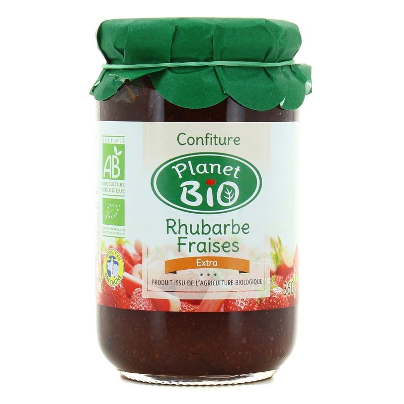 Planet Bio Confiture Fraises Rhubarbe 360Gr