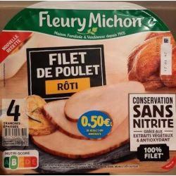 Fleury Michon 116G X4 Tranches Filet De Poulet Roti Sans Nitrite