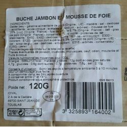 Valentin 110G Buche Jambon Mousse De Foie Traiteur